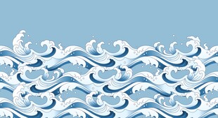 蓝色海浪图案