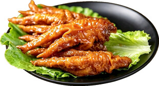 美味虎皮凤爪摆于生菜上