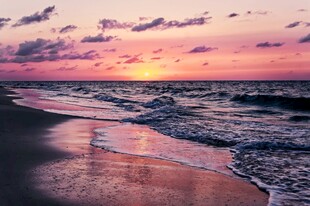 海边绝美落日海浪景观