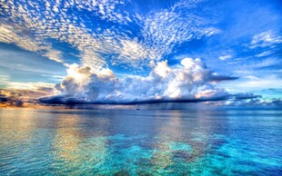 梦幻蓝色海岛海景风光