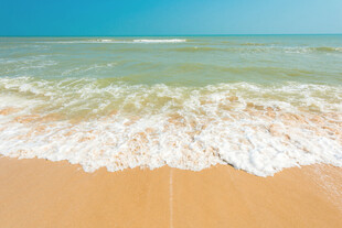 金色沙滩与海浪的美景
