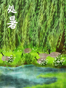 处暑时节垂柳碧水美景