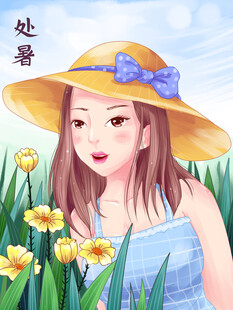 处暑少女置身花丛中