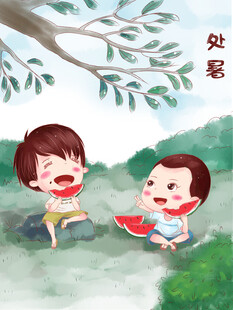 夏日孩童享美味西瓜