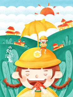 夏日女孩快乐吃西瓜