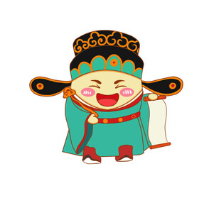 卡通禄神 形象手持卷轴