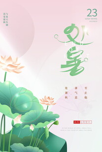 夏至节气荷花插画图