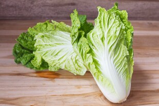新鲜大白菜置于木桌上