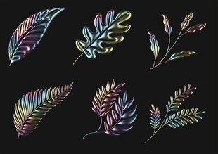 多彩梦幻植物叶片图案