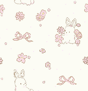 粉色小兔花朵 小碎花