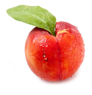 新鲜带叶水蜜桃