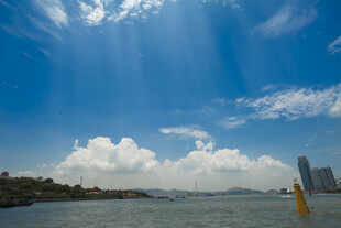 蓝天碧海城市风光美景