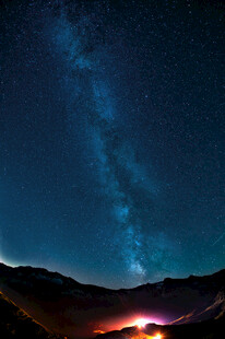 星空下的篝火夜景