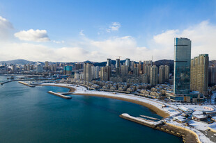 冬日海滨城市美丽天际线