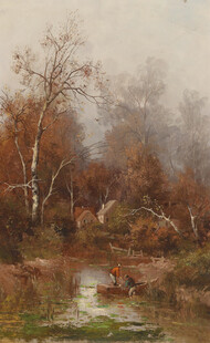 秋日溪边狩猎场景