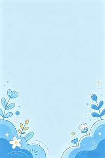 清新蓝调花卉边框背景图