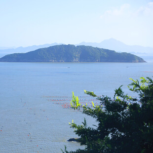 海边青山绿树风景