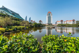 湖畔城市风光美景