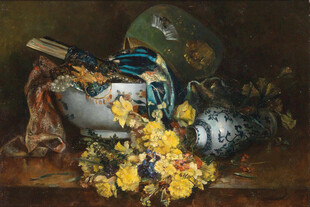 古典花卉静物油画作品