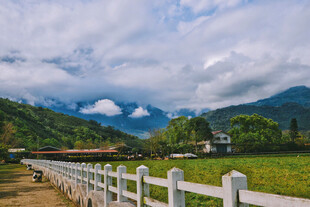 田园风光中的白色围栏美景