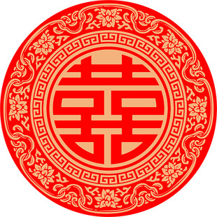 传统中式红色双喜图案