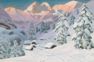 冬日雪景中的静谧山林