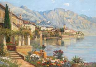 湖畔美丽小镇风景如画
