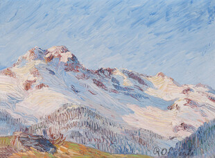 雪山壮丽风景油画