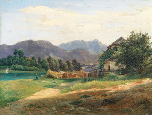 乡村田园风光油画场景