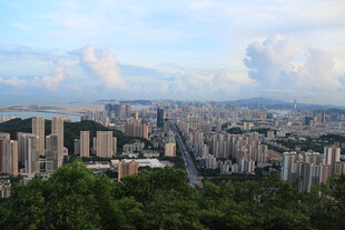 俯瞰城市全景绿意环绕