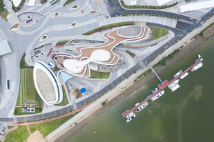 现代滨水景观建筑鸟瞰图