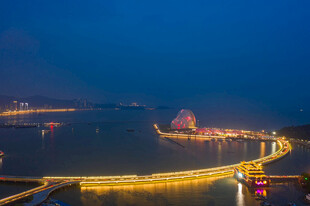 夜幕下的跨海大桥美景