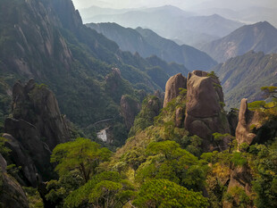 壮丽山峦间的葱郁景致
