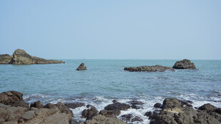 海边礁石与海浪景观