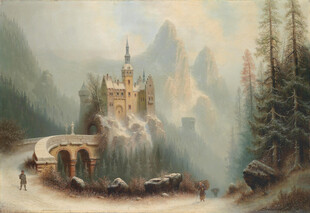 山间城堡风景图