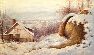 冬日乡村雪景小屋
