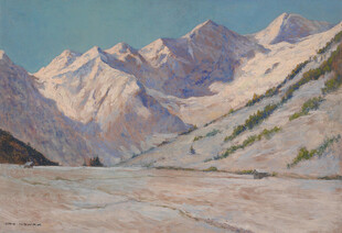 壮丽雪山风景油画