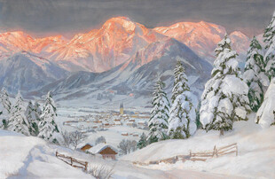 冬日雪山雪景静谧风光