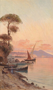 黄昏海滨风景图