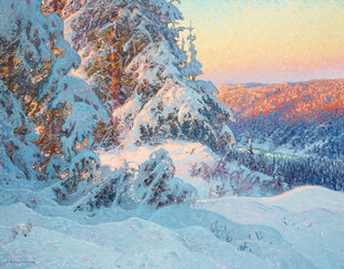 冬日雪覆山林美丽景致