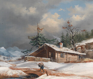 冬日乡村雪景中的静谧小屋