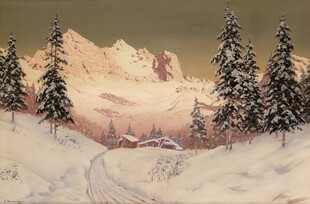冬日雪山松林静谧美景