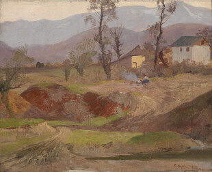 乡村田野风景油画