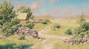 乡村田野间的静谧小屋