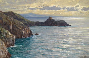 海岸风光中的孤耸岩石