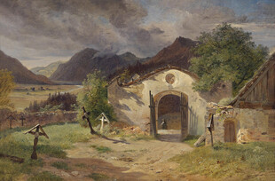 乡村小屋风景油画