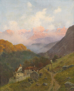 山间村落黄昏美景