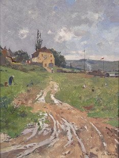 乡村田野风景油画