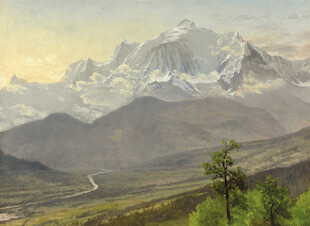 壮丽雪山下的山间景色