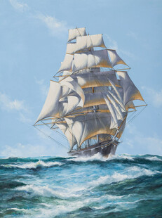 海上航行的古典帆船